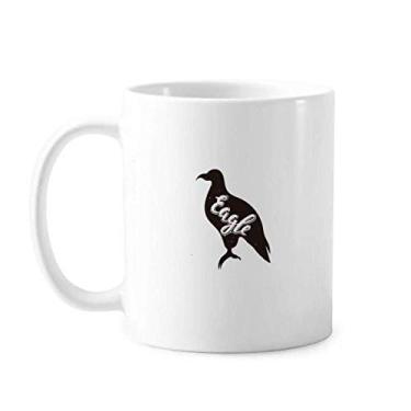 Imagem de Águia Caneca de cerâmica preta e branca de animal, copo de porcelana de café