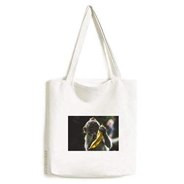 Imagem de Bolsa de lona com estampa de macaco de animal com organismo terrestre