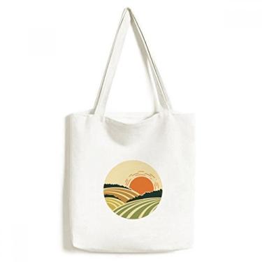 Imagem de Sacola de lona Sun Sunshine Tree Hillside Grass Sacola de compras casual bolsa de mão