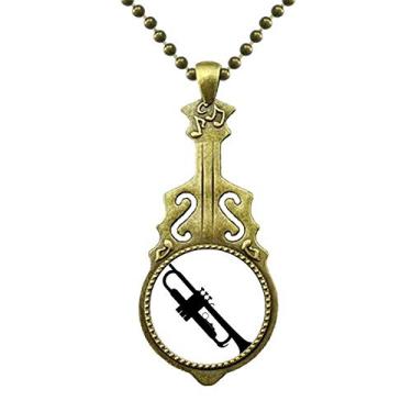 Imagem de DIYthinker Colar com chifre de música clássica com sons de vitalidade e guitarra antiga com pingente de música
