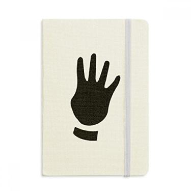 Imagem de Caderno com desenho de quatro gestos, capa dura de tecido, diário clássico