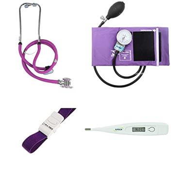 Imagem de Kit Esfigmomanometro + Estetoscopio Duplo + Termometro Pamed (Roxo)