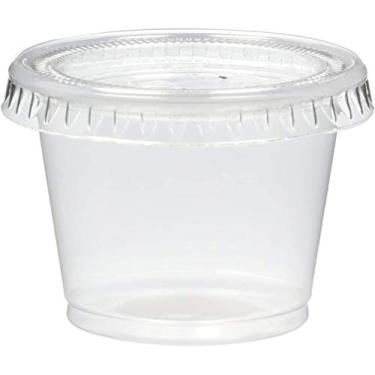 Imagem de (120ml, Package of 50 Cups With Lids) - Reditainer - Plastic Disposable Portion Cups - Jello Shot Cup - The Perfect Souffle Cup (120ml, Package of 50 Cups With Lids)