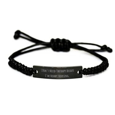 Imagem de SpreadPassion Gag Hobby Horsing Gifts, I Don't Need Therapy Because I'm Hobby Horsing, Hobby Horsing Bracelete de corda preta de
