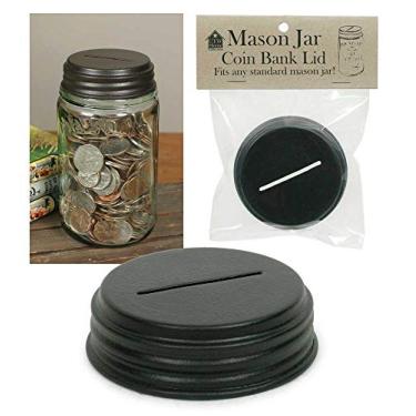 Imagem de Colonial Tin Works Cofre de moedas com tampa de jarro de conserva para cozinha, 7,6 cm de diâmetro x 2,5 cm