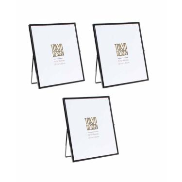 Imagem de Kit com 3 Porta Retrato em Metal e Vidro 20x25 Moldura Preto