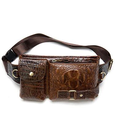 Imagem de Mochila de cintura masculina de couro genuíno robusto para homens e mulheres, Crocodile