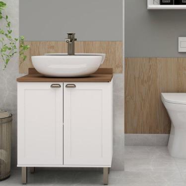 Imagem de Gabinete para Banheiro 2 Portas Provençais sem Cuba 100% Mdf Branco