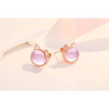 Imagem de Brincos VNSPORT Hello Kitty Cat com pérola simulada de 8 mm