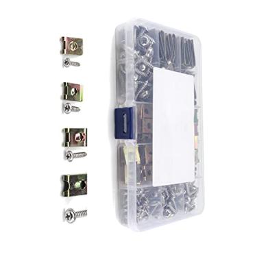 Imagem de Kit sortido de parafusos e parafusos para carro, 200 peças, 4 tamanhos diferentes, porca em U automotiva e clipe de parafuso, placa de folha, prendedor de ilhós, clipe