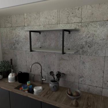 Imagem de Prateleira Industrial Suspensa Estante Parede Nicho Cinza Cozinha Escritorio Sala Quarto Infantil