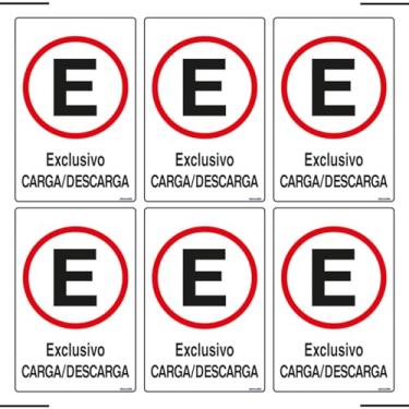 Imagem de Combo 6 Placas De Sinalização Estacionamento Exclusivo Carga/Descarga 20x30 Ekomunike - P-1/1 F9e