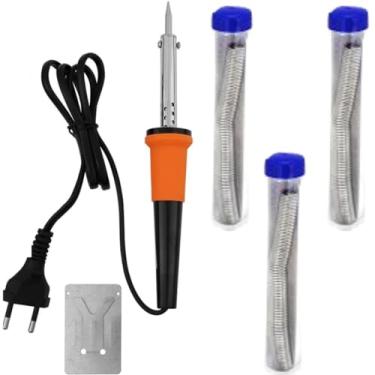 Imagem de Kit Completo Eletrônica Ferro Solda 220v 30w / 60w + Suporte + Tubo Estanho 1mm 30g (60W)