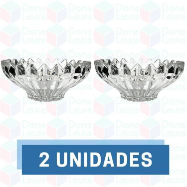 Imagem de 2 Vasilha de Vidro Resistente Desenhado p/ Petisco Sobremesa