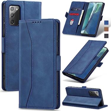 Imagem de Jasonyu Flip Carteira Capa para Samsung Galaxy Note 20,Capinha Folio Magnética de Couro com Suporte para Cartão,Suporte para Chute - Protetora Durável de TPU à Prova de Choque para Telefone,Azul