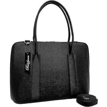 Imagem de Maleta Executiva Feminina Pasta Notebook Tablet Bolsa Social Casual Laptop Ombro Transversal 14 15 15.6 15,6 16 17 Polegadas (Preto-riscadinho, Padrão)