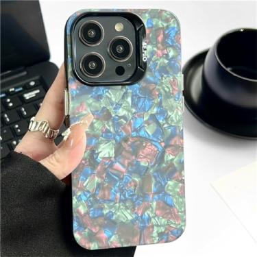 Imagem de Capa de telefone macia com padrão de concha gradiente colorida para iPhone 14 Pro Max 13 12 11 X XR XSMax Capa traseira rígida à prova de choque, verde, para iphone 11ProMax