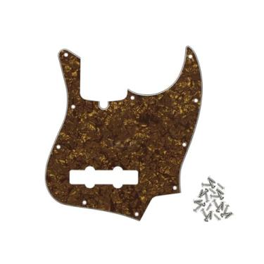Imagem de ROZILO Escudo de guitarra Gold Pearl Jazz Bass Pickguard de 10 furos para para-lama de 4 cordas Jazz Bass estilo moderno