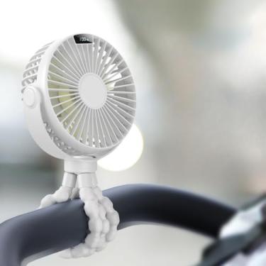 Imagem de Ventilador portátil de carregamento USB pequeno, adequado para assentos de carro, carrinhos de bebê, bicicletas e esteiras, essencial para viagens e férias. (Branco)