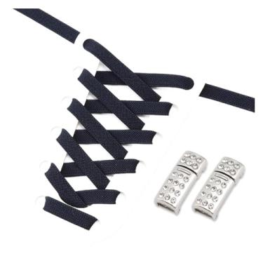 Imagem de Shoelaces Without Tie Kids Adult Width Elastic Laces For Flat Sport Shoes Casual Shoes Accessories (Color : Navy blue)