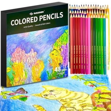 Imagem de WILSHIN Lápis de Cor com 48 Cores, Qualidade de Artista, Adulto e Criança