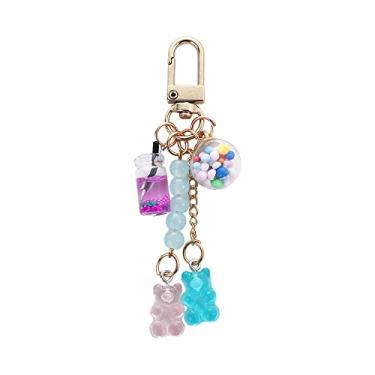 Imagem de Porta-chaves bonito masculino moda acessórios bolsa pingente feminino acrílico doce chaveiro, Azul