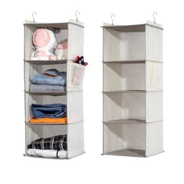 Imagem de YRCBEHFU 2 organizadores de armário suspensos, organizadores de armário de 4 prateleiras e armazenamento com bolsos laterais, prateleiras suspensas dobráveis para armário, trailer e dormitório