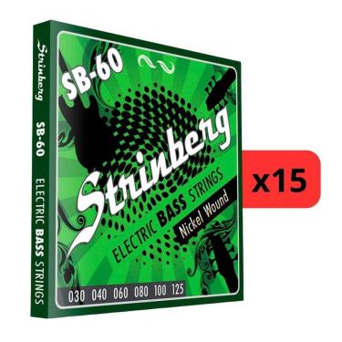Imagem de Kit 15 Encordoamento Strinberg Para Contra Baixo SB60 - 6 Cordas