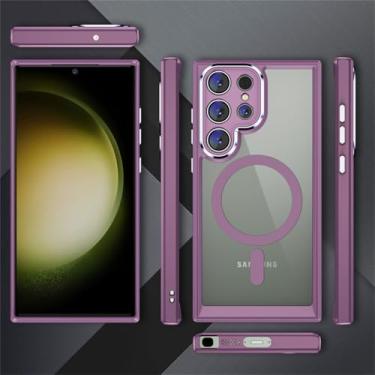 Imagem de Capa de telefone transparente de carga magnética sem fio para samsung galaxy s24 s23 plus ultra clara capa à prova de choque, lavanda, para smasung s23ultra