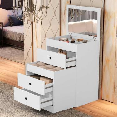 Imagem de Cômoda Com Penteadeira Embutida E Banqueta Branco Olivia Basoto