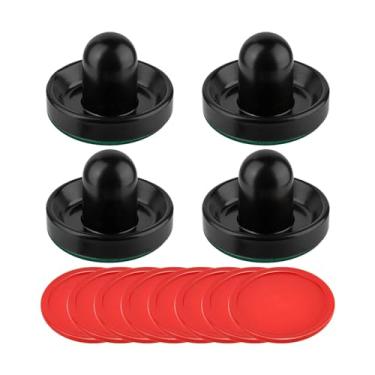 Imagem de Amagogo Empurradores de air hockey e discos de air hockey, remos de air hockey, acessórios de substituição para mesas de jogo, preto