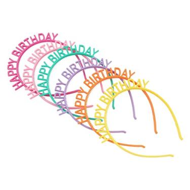 Imagem de Bandanas plásticas para meninas, bandanas de cabelo Happy Birthday, lembrancinha de festa, 6 cores
