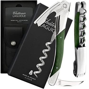 Imagem de Château Laguiole Saca-rolhas Laguiole Grand Cru - Abridor de vinho Laguiole de luxo francês de resistência verde - Chave de vinho Laguiole feita na França - Saca-rolhas de vinho sommelier de vinho