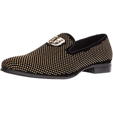 Imagem de STACY ADAMS Mocassim masculino Swagger Studed Ornament slip-on estilo dirigir, Preto/dourado, 7.5