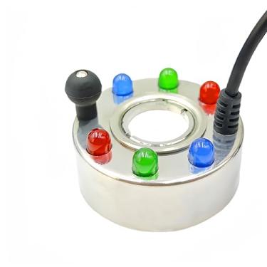 Imagem de Akeydeco Criador de névoa para festa de Halloween, fonte de água ultrassônica, nebulizador de 12 LEDs, vermelho, amarelo e azul, umidificador de ar atomizador de alumínio para vaso de aquário