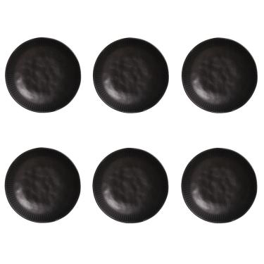 Imagem de Conjunto de Pratos Fundos 06 Peças Linhas Preto Matte Porto Brasil