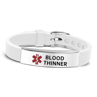 Imagem de RENYILIN Pulseira de identificação médica de aço inoxidável, pulseira de silicone ecológica, ajustável, alerta médico, joias de primeiros socorros, Uniform size, Aço inoxidável, Sem Pedra Preciosa