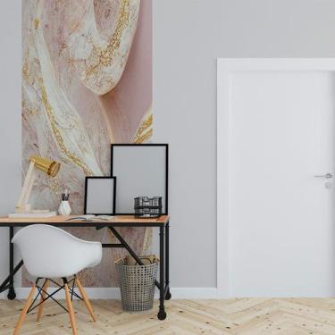 Imagem de Papel de Parede Painel 3D Mármore Branco Bege Ouro 1M Auto Colante Lav
