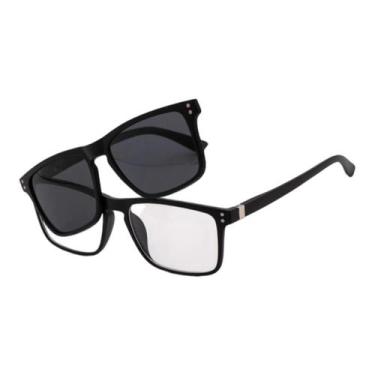 Imagem de Armação Óculos Grau Masculino Quadrada Clipon 2 em 1 Guilerme - Palas 