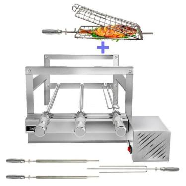 Imagem de Churrasqueira Giratória Grill Inox Gira Soft Grill 3 Espetos + Espeto 