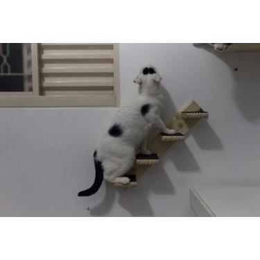 Imagem de Escada 4 degraus - Direita de Madeira Pinus - Happy Kittens