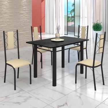 Imagem de Conjunto Sala de Jantar Bahia Mesa Tubo 120x75cm Tampo Pedra Ardósia I