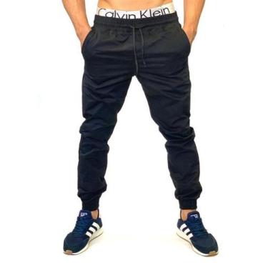 Imagem de Calça jeans jogger preta masculina slim jeans rasgado destroyed - Empo