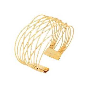 Imagem de Pulseira Bracelete Dourada Tendência Luxo Festa Casamento - anjo da ma