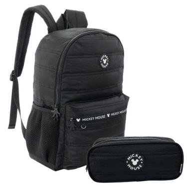 Imagem de Mochila Costa Mickey Preto Estojo Duplo Escolar Teen Xeryus