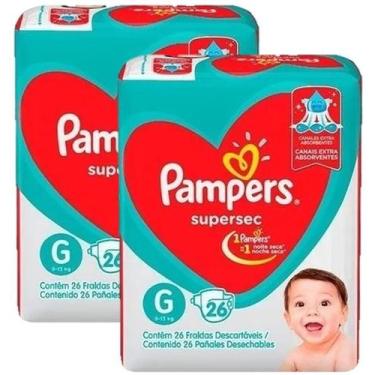 Imagem de Kit 2 Pacotes Fraldas Pampers Descartável Infantil Atacado, Grande (G)