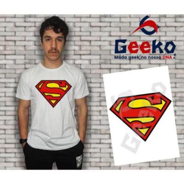 Imagem de Camiseta Superman Super Homem Geeko, Branco gola careca, M