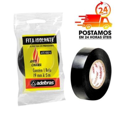 Imagem de Fita Isolante Antichama Preta Adelbras Uso Profissional 5mts 10 mts ou