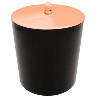 Imagem de Lixeira 5 Litros  Com Tampa Rose Gold Metalizada Plástica Para Cozinha