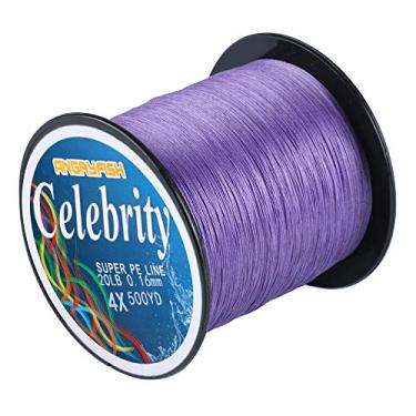 Imagem de ANGRYFISH Linha de pesca trançada super forte de 4 fios - menos cara - zero elasticidade - diâmetro pequeno - adequado para pescadores iniciantes (roxo, 11,3 kg/0,20 mm-500 YD)